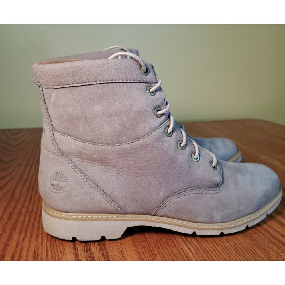 Timberland Women's Gray Leather Waterproof Campton Hiking Ankle Boots Lace-up 9